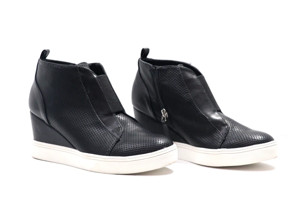 Mia Zapatillas Mujer 8 Cuero Vegano Cuña Plataforma Negro Blanco Viaje por Calle  Foto 4 de 4