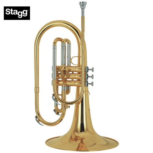 NEW Stagg WSMB225 F Marching Mellophone Clear Lacquer, 3 Pistons, with