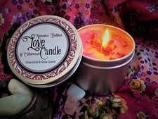 Aphrodite Love Candle Tin  Wiccan Candle with Rose, Violet