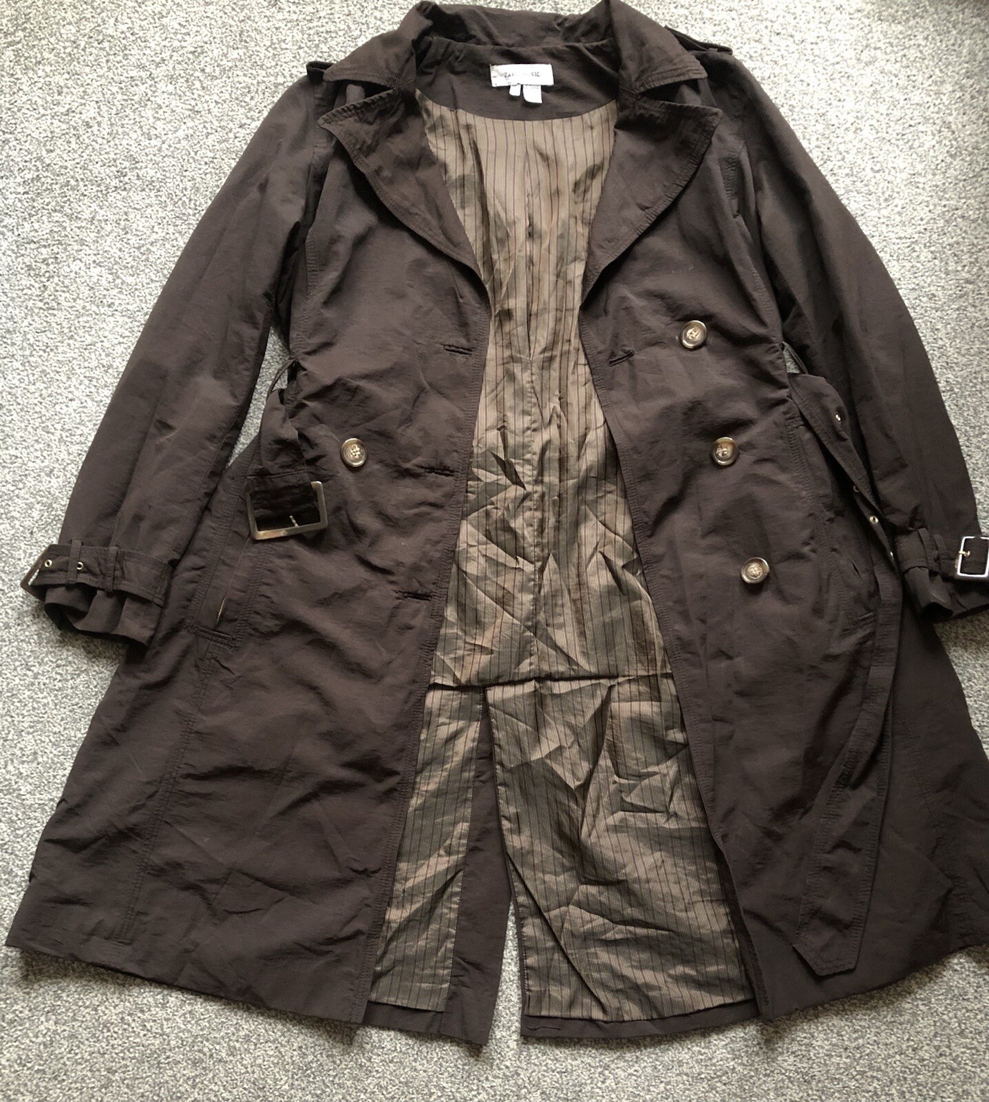 ZARA Trench Coat Overcoat Brown Women Size XL UK 16 L… Gem