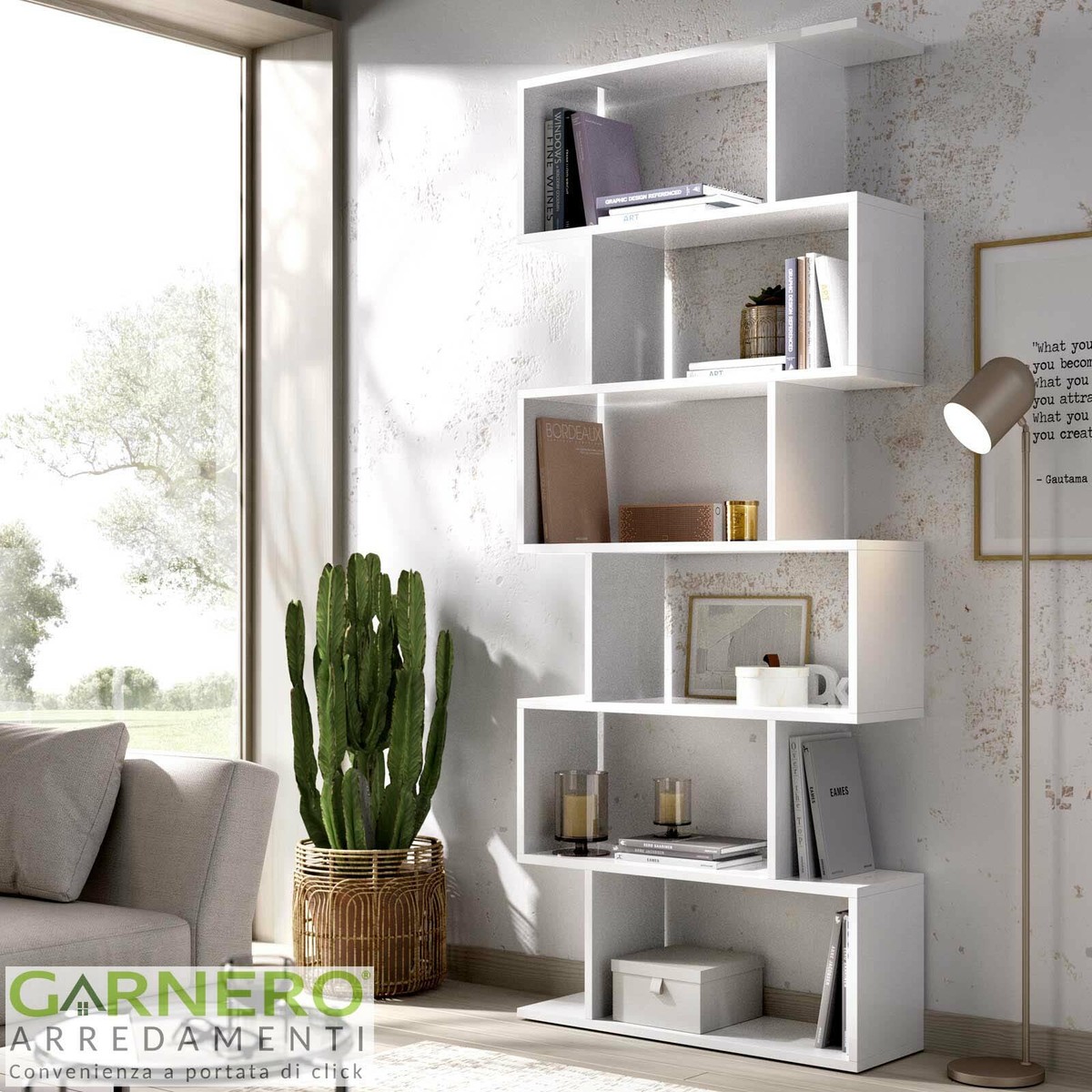 Libreria SQUARE design scaffale mensola moderna bianco mobile