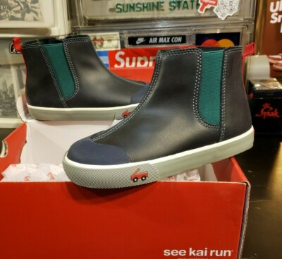 NEW See Kai Run Kirby Navy Leather Hightop Boys Boots Toddler 5T / 21 EUR