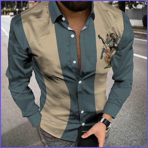 Camisas De vestir para hombre estilo informal de manga larga con botones  cuello | eBay