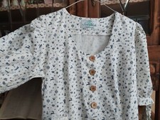 Abito Cotone Tirolese Donna  bianco disegni blu tg.42