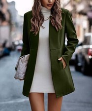 Army Green Notch-collar Fitted Blazer Size L Women C.cline