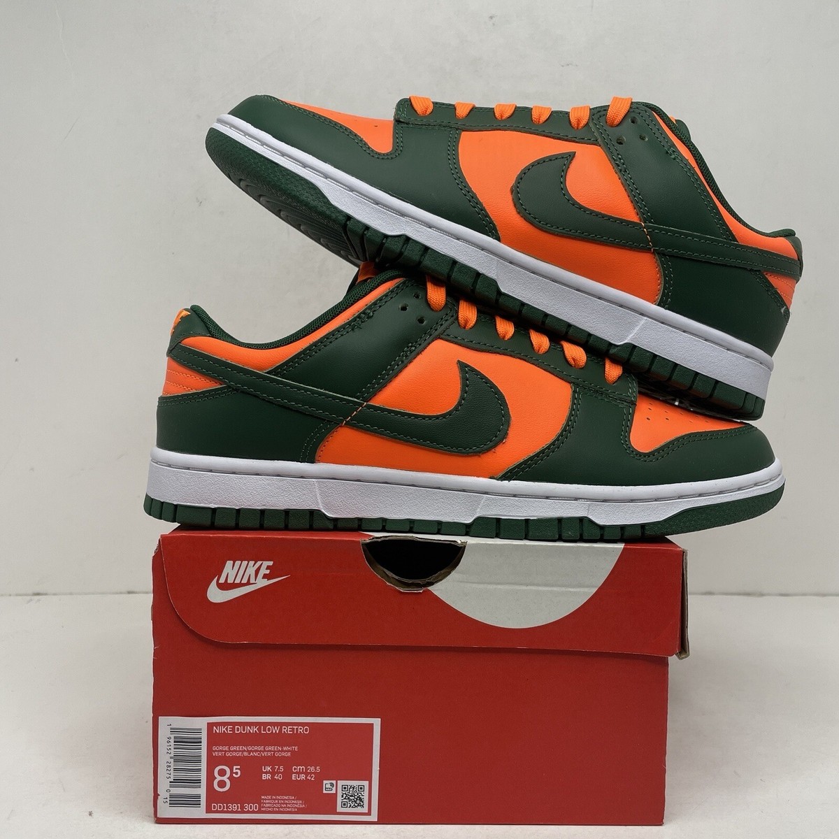 Nike Dunk Low Retro “Miami Hurricanes” Green Orange Men's 8.5/10W