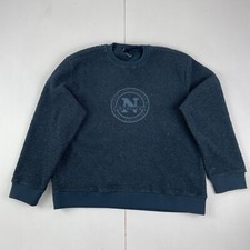Nautica Fleece Jumper XL Blue Round Neck Mens Big Logo