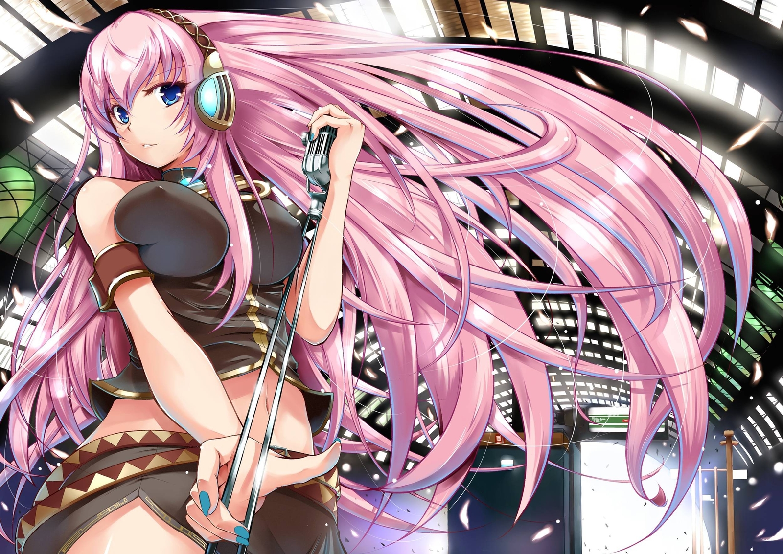 Anime megurine luka vocaloid girls headphones music Playmat Gaming Mat Desk