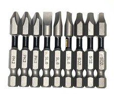 PH2 SL6 SQ2 DEWALT TOUGH GRIP 9Pc Bit Set IMPACT READY NEW Screw driver Bit
