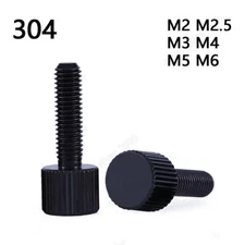 Black Stainless Steel Thumb Screw Knurled Flat cylinder Head M2 M2.5 M3 M4 M5 M6