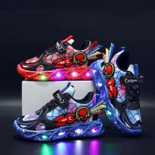 Kids LED Trainers Children Gift Flashing Light Up Sneakers Spiderman Shoes