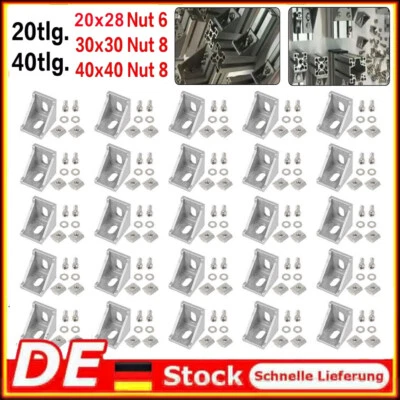 40x Eckwinkel 30x30 Winkel Nut 8 Aluprofil Winkel verbinder Befestigungsmaterial