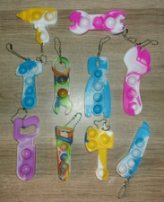 10 PCS Mini Pop Keychain Fidget Sensory Toys Mini Tools Silicone Rainbow Stress