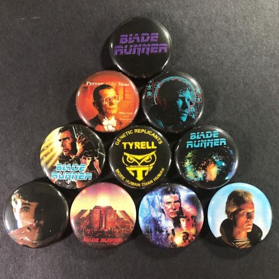 Blade Runner 1'' Button Pin Set Classic Sci-Fi Ridley Scott Harrison Ford Tyrell