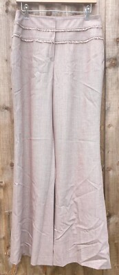Escada Trousers Women's Size 40/10 Brown Fleck Fraying Detail Wide Tappered Leg