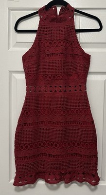 NWT TWO SISTERS THE LABEL Red Halter Crochet Dress- Sz 4