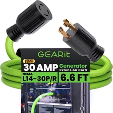 30-Amp Generator Extension Cord, 120/250-Volt, 4-Prong, 7500W, NEMA L14-30P/L L1