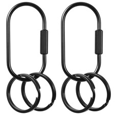 2 Pack Brass Screw Lock Keychain, 2.36 x 1.18 Inch Durable Black Brass Key