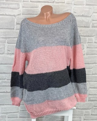Damen Strickpullover Long Pulli Strick Pullover U-Ausschnitt  42 44 46 Neu C322