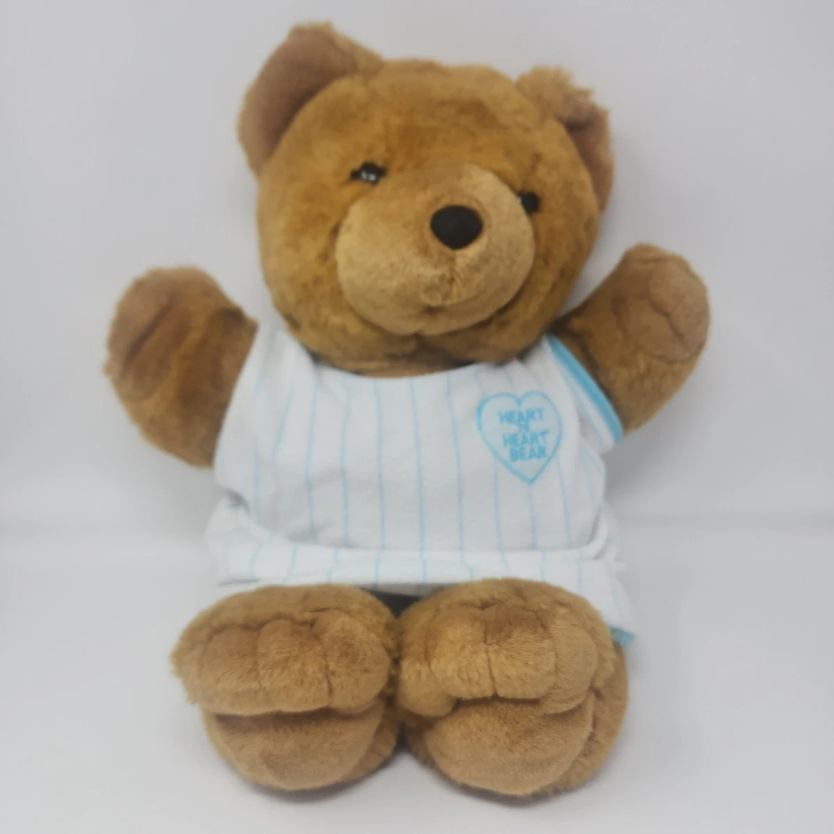 Vintage 1986 Chosun Heart to Heart Bear Brown Beating Heart Plush Stuffed Animal