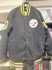 Pittsburgh Steelers Varsity Jacket Quilted Men  s Large Preowned Rescued