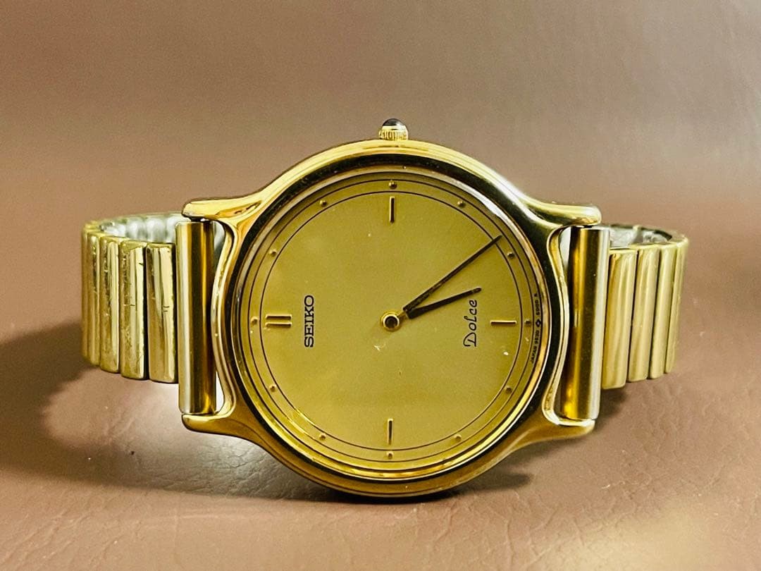 SEIKO Dolce 9530-6000 Quartz Gold Dial Watch Japan - Gem