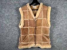 Vintage 70s Ranchero Shearling Vest Patchwork Sheepskin Leather Boho Western Tan