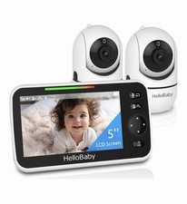 HelloBaby HB6550 Baby Monitor 5" Screen 30-Hour Battery Pan-Tilt-Zoom Video NEW
