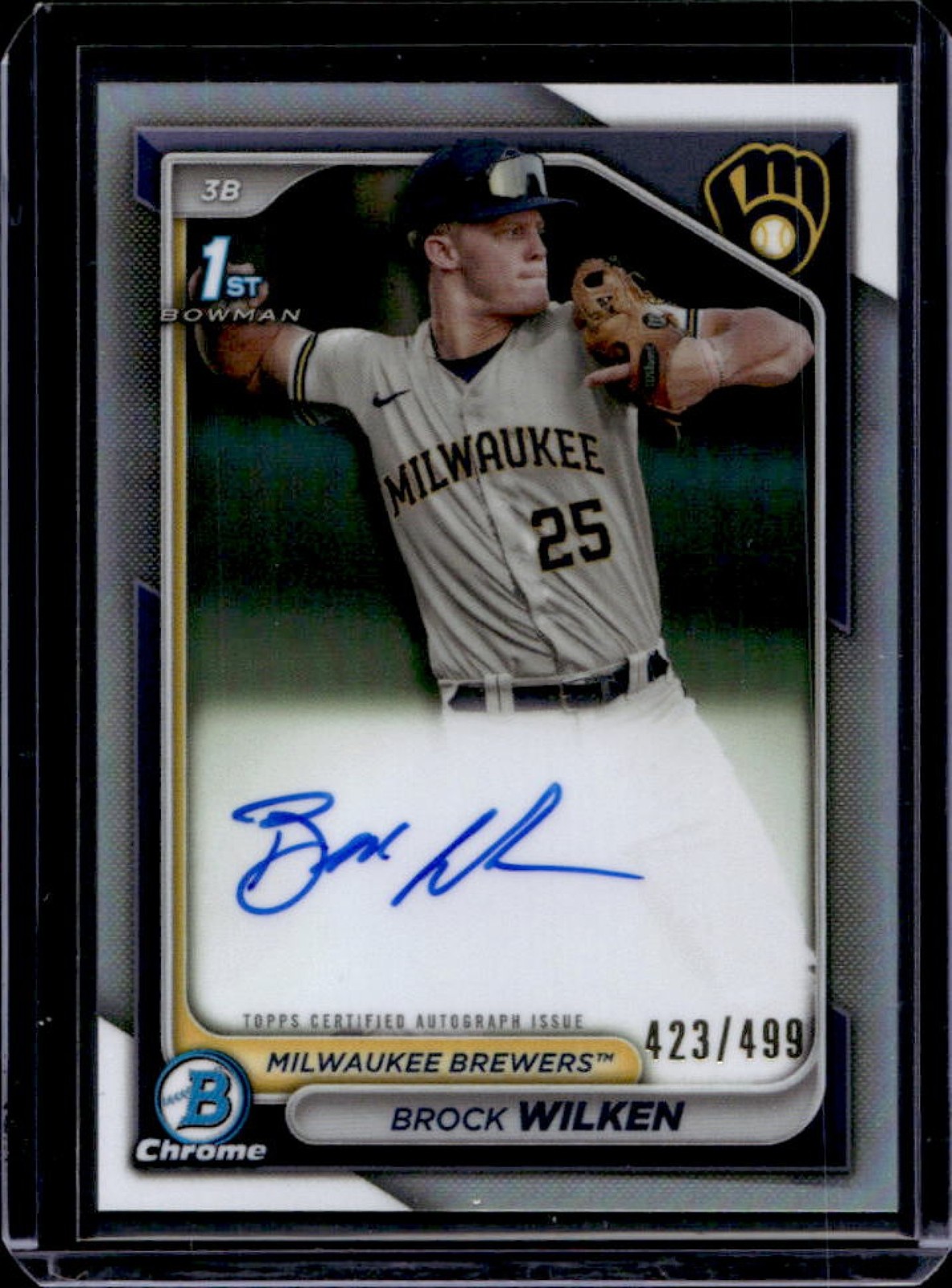 2024 Bowman Brock Wilken Chrome Auto Refractor 1st Prospect #/499 Brewers