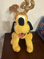 Disney Store Pluto Plush Exclusive Reindeer 15"  