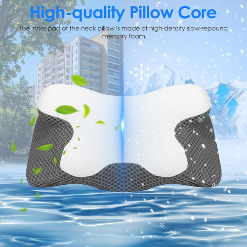 Cuscino Cervicale per Dormire, 2 in 1 Cuscino in Memory Foam per Dolore Alla Spa - Foto 7 di 12