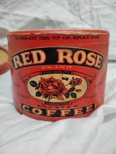 RARE Vintage Red Rose Brand Roasted Coffee Ca...