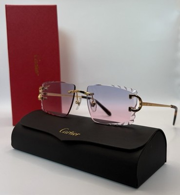 Big C Diamond Cut Frameless PINK Lens Gold Frame