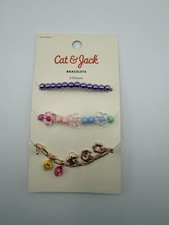 Cat And Jack 3 pc Bracelet Set - Beaded Charm Flower