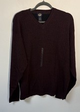 Dockers Sweater Mens Large Pullover Knit V-Neck Casual Burgundy Long Sleeve NWT