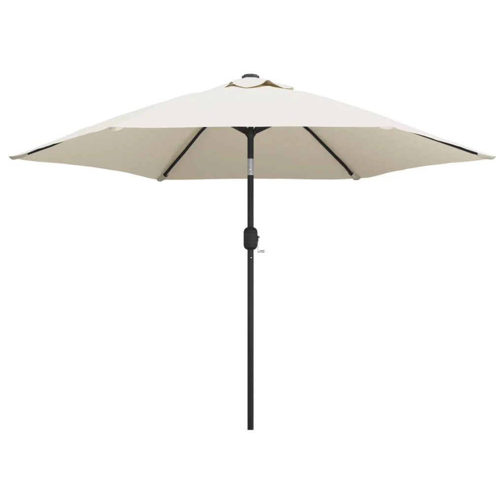 Parasol 3m sable blanc Helloshop26 mât acier design épuré haute résistance