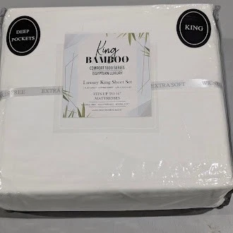 KING BAMBOO COMFORT 1800 SERIES EGYPTIAN LUXURY KING SHEET SET - WHITE - Image 2 of 4