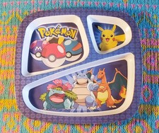 Pokemon Divided Plate Tray Zak Designs Pikachu Blastoise Charizard 3 Section 9"