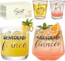 4Pcs Engagement Gifts for Couples Ring Finger Wedding Funny Bride Wine Glass Mr