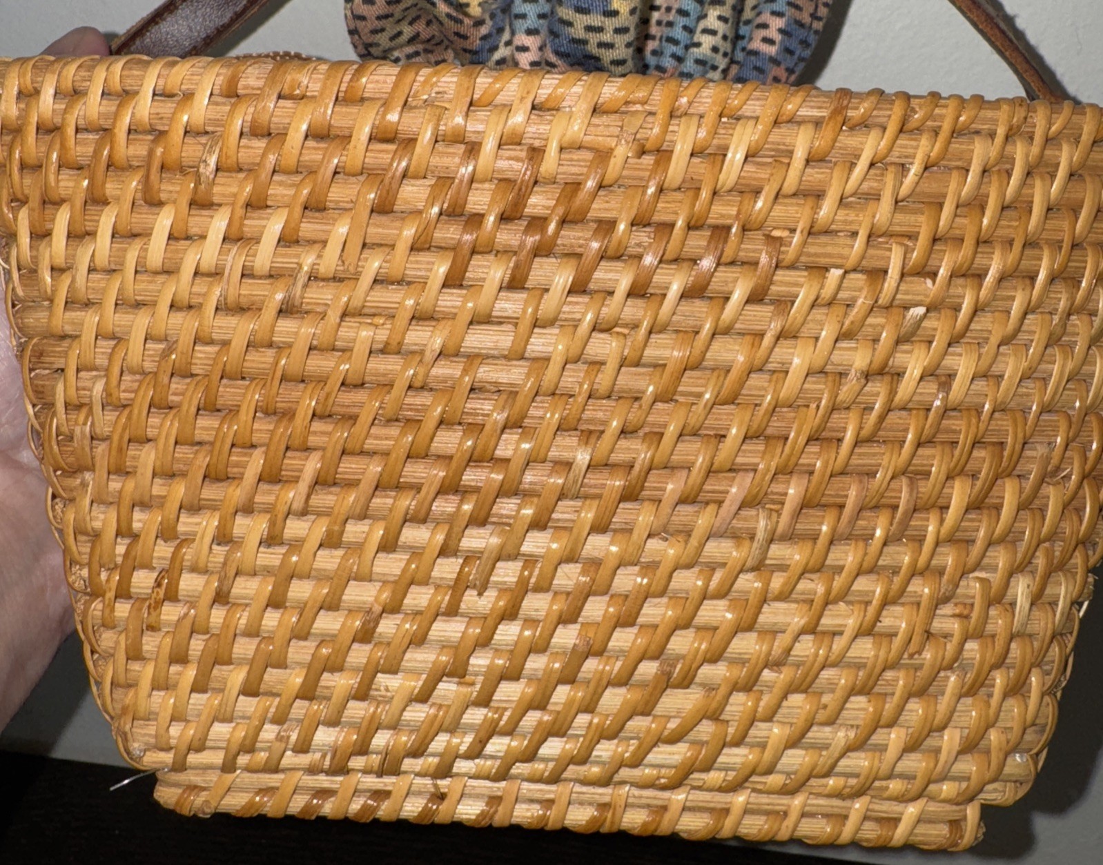 Brown Wicker Lined Drawstring Lining Leather Cros… - image 6