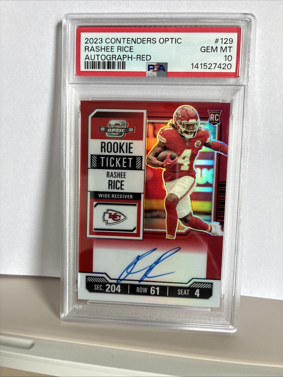 Rashee Rice Panini Contenders Optic #129 Autograph-Red