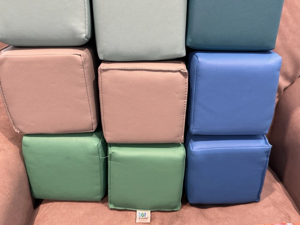 SoftZone Patchwork Toddler Building Blocks, Foam Cubes, Contemporary, 12-Piece - Image 3 of 4