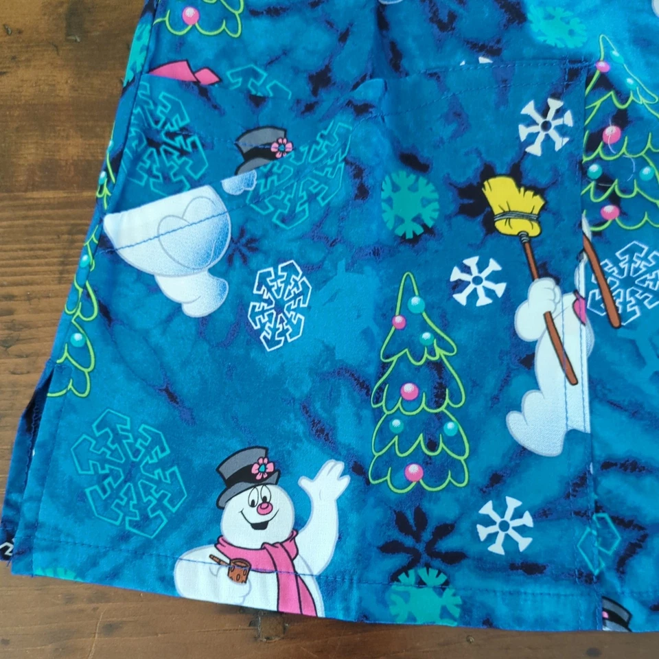 Frosty The Snowman Cherokee Christmas Woman's Scrubs Tooniforms V Neck Top Small - Image 4 of 4