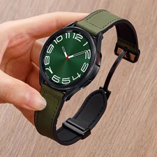 Leather Silicone Strap For Samsung Galaxy Watch 4 5 6 7 40mm/44mm Magnetic Band