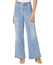 Democracy Women's "Ab"solution Skyrise Utility Wide-Leg Jeans Blue Size 10 94