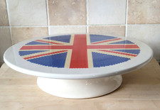 Large Mason Cash Lakeland Knitannia Union Jack Pedestal Plate Cake Stand