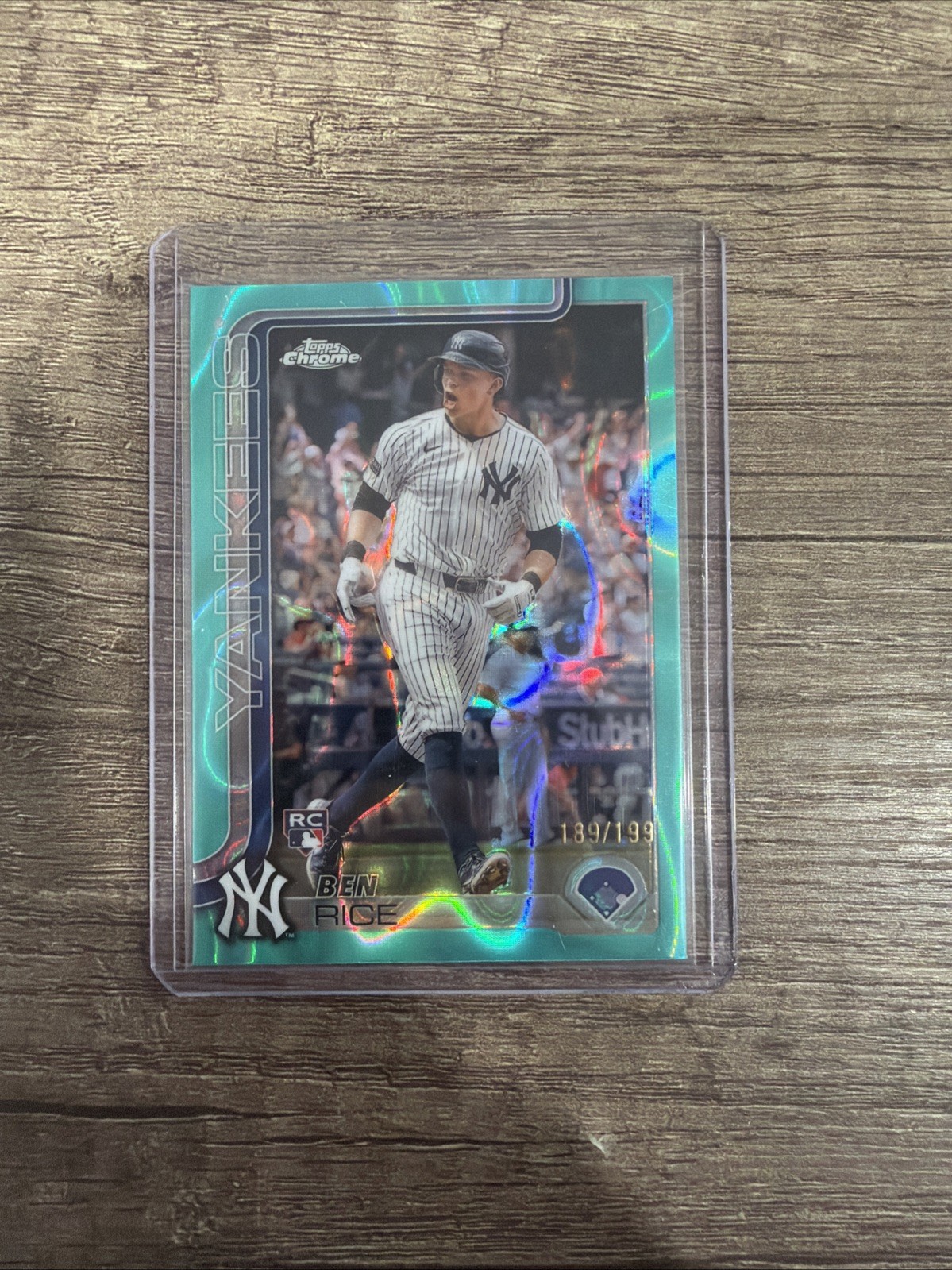 2025 Topps Chrome - Ben Rice #139 Aqua Raywave Refractor /199 (RC)