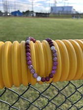 Iced Rhinestone Crystal Beaded Baseball/Softball Drip Necklace Pink Ombr