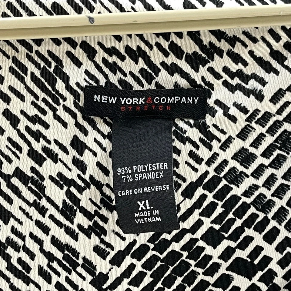 New York Company Dress Women XL Black White V-Neck Sleeveless All Over Print  Foto 3 de 4