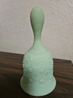 Fenton Lime Green Custard Satin Daisy & Button 6" Uranium Glass Bell